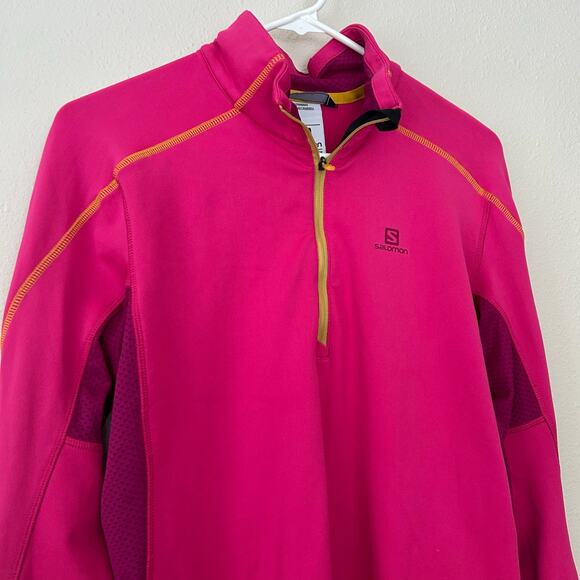 Salomon Long Sleeve 1/4 Zip Pullover Shirt base layer running Gorpcore pink L - Picture 5 of 13